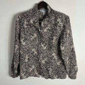 SilkLand Black and Cream Patterned  Jacket